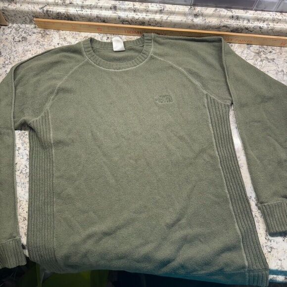 The North Face Sweater Mens Sz Medium Crew Neck Pullover sweatshirt Olive Green - Picture 1 of 7